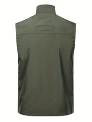 Men's Stand Collar Zip Up Cargo Vest for Outdoor Activities