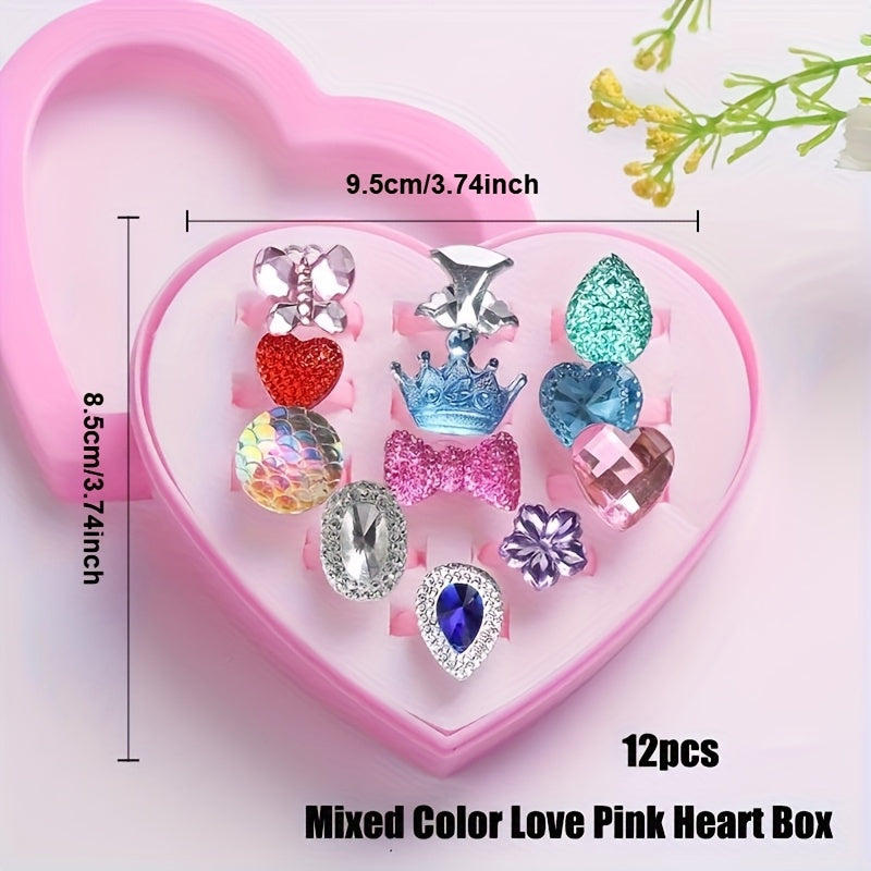 48pcs Colorful Princess Ring Set Dress Up Rings for Girls Birthday
