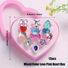 48pcs Colorful Princess Ring Set Dress Up Rings for Girls Birthday