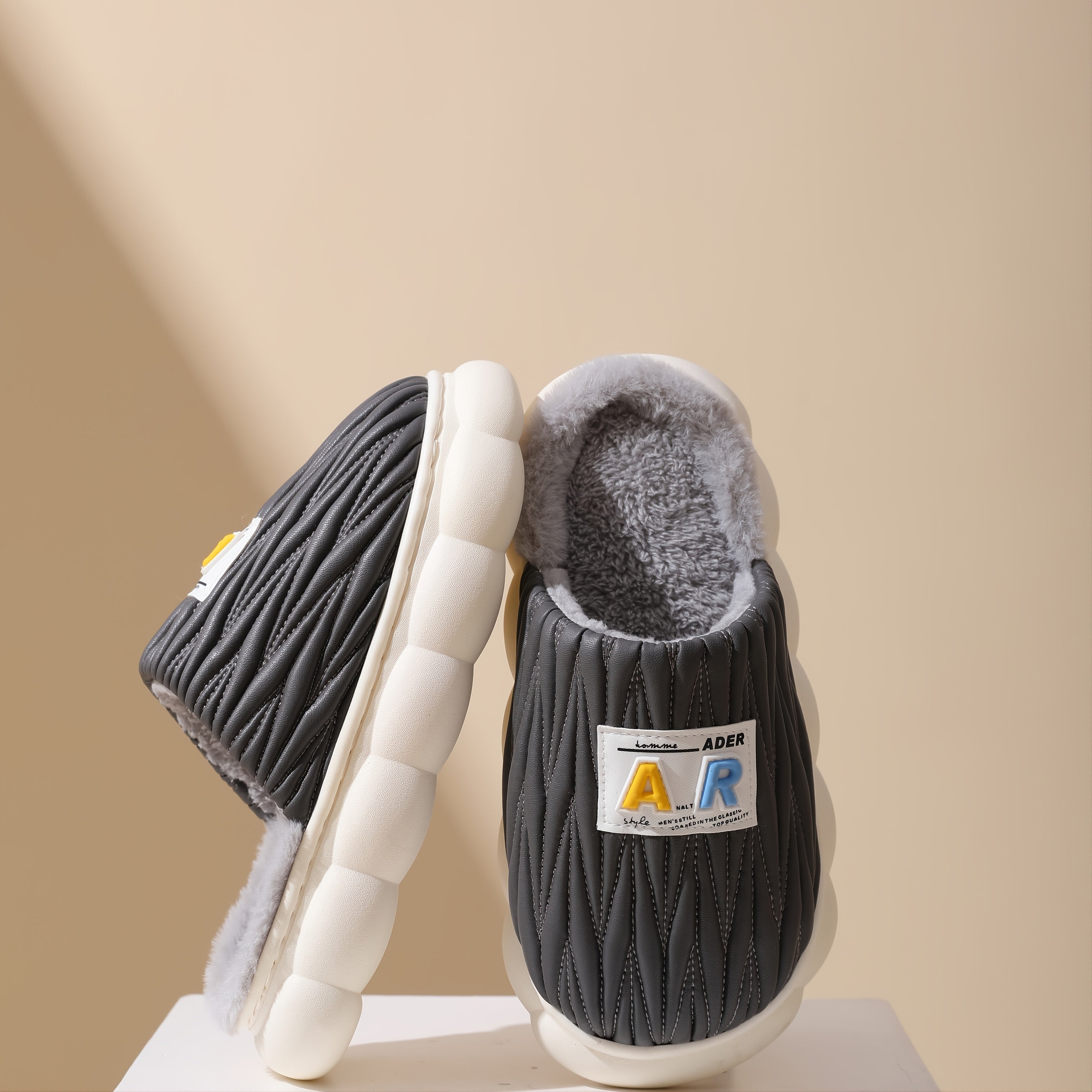 Men's Warm Fleece Cozy Non slip Platform Slippers