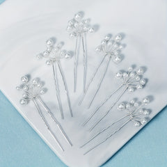 6pcs Faux Pearl Decor Braided Hair Pin for Bridal Wedding Styling