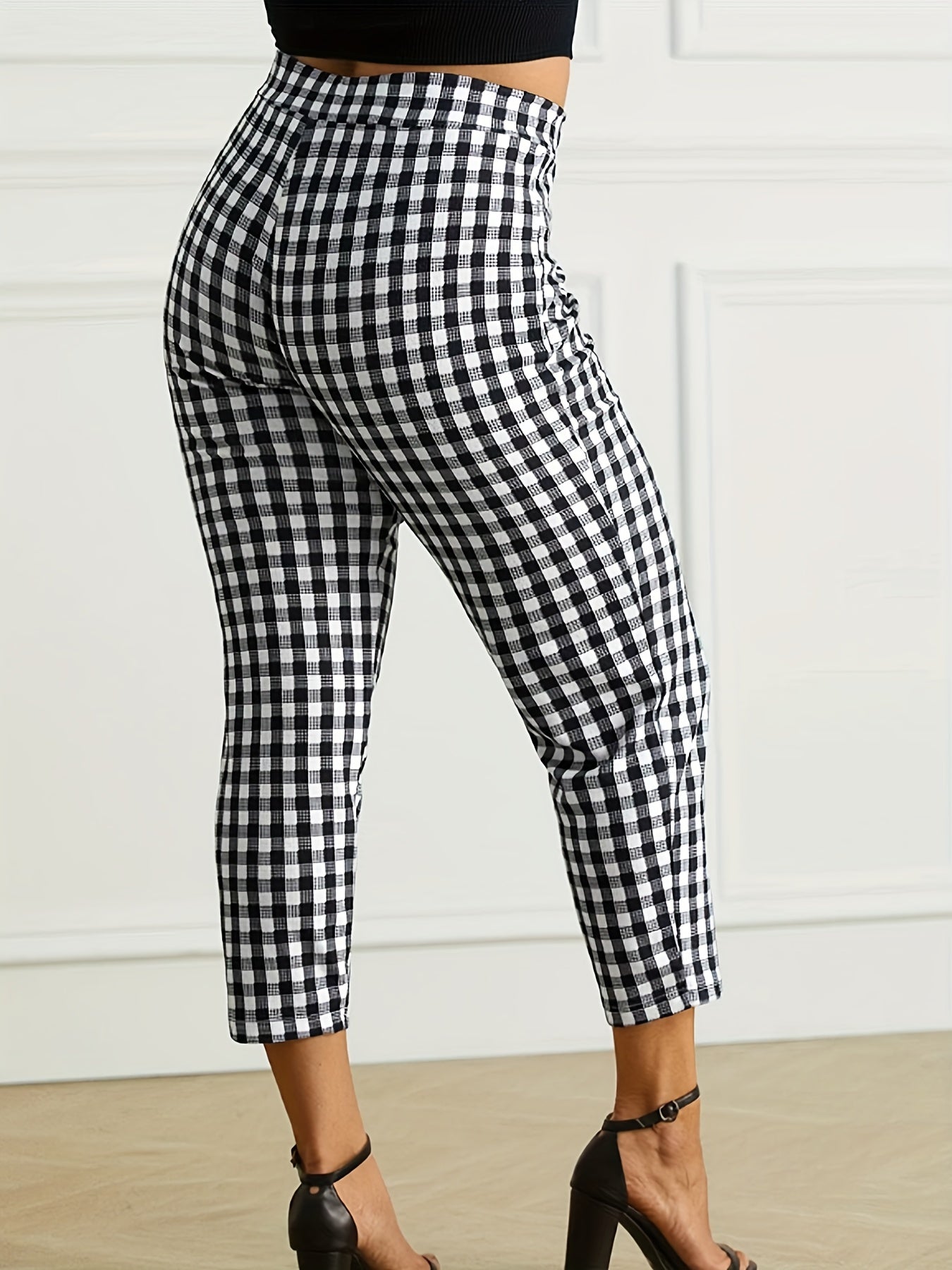 Plaid Print High Rise Crop Leggings