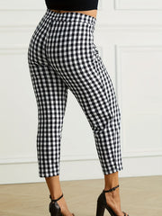 Plaid Print High Rise Crop Leggings