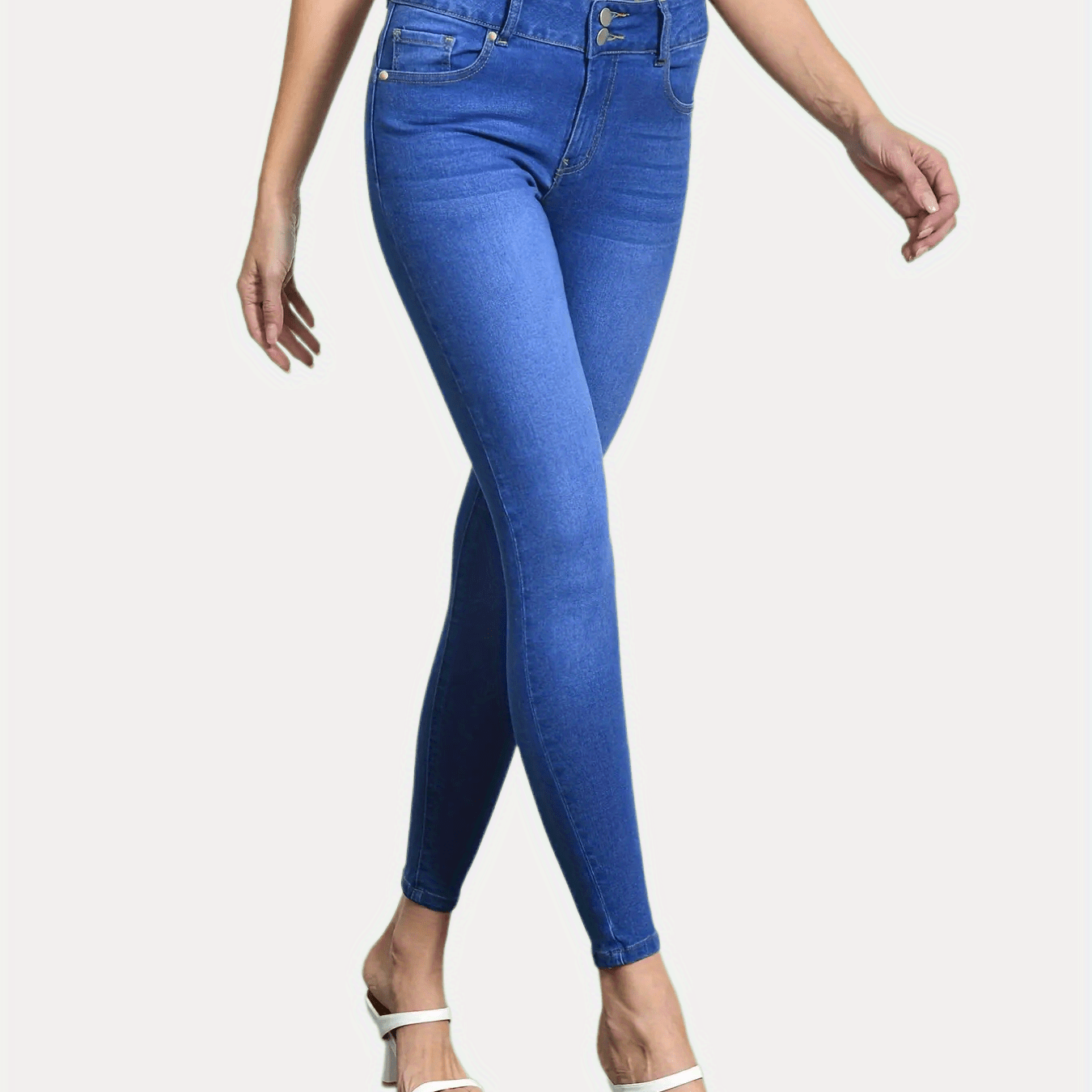 High Waist Skinny Jeans Slim Fit Ankle Length Denim Pants