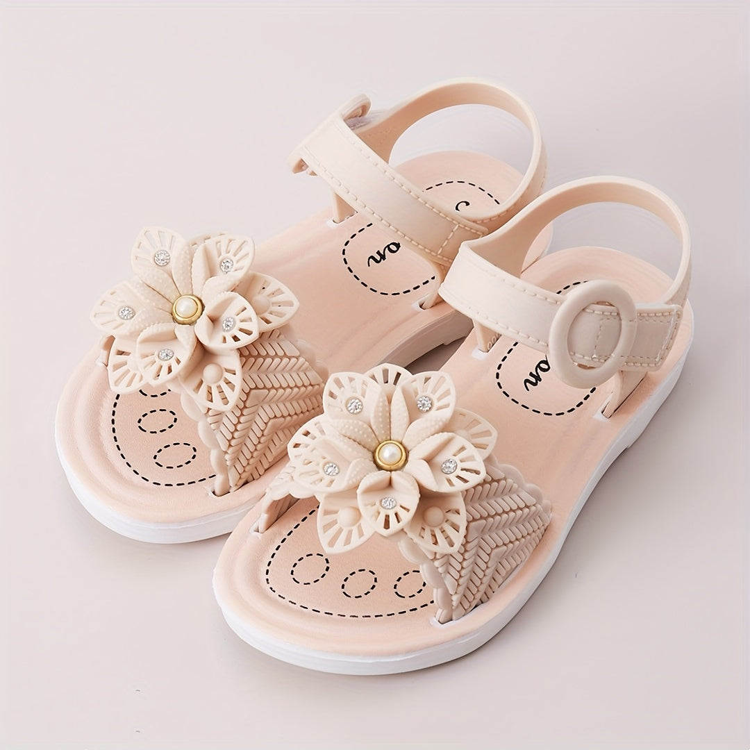 JIAGEYA Flower Solid Sandals for Baby Girls - Breathable Non-slip Sandals