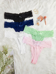 5 Pack Plus Size Panties Set Women's Plus Contrast Lace Scolloped Trim