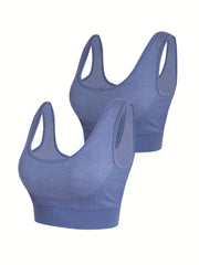 Plus Size Ribbed High Stretch Sports Bra