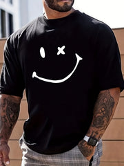 Big Smile Men's Graphic Crew Neck Tee Casual Comfy Tshirt