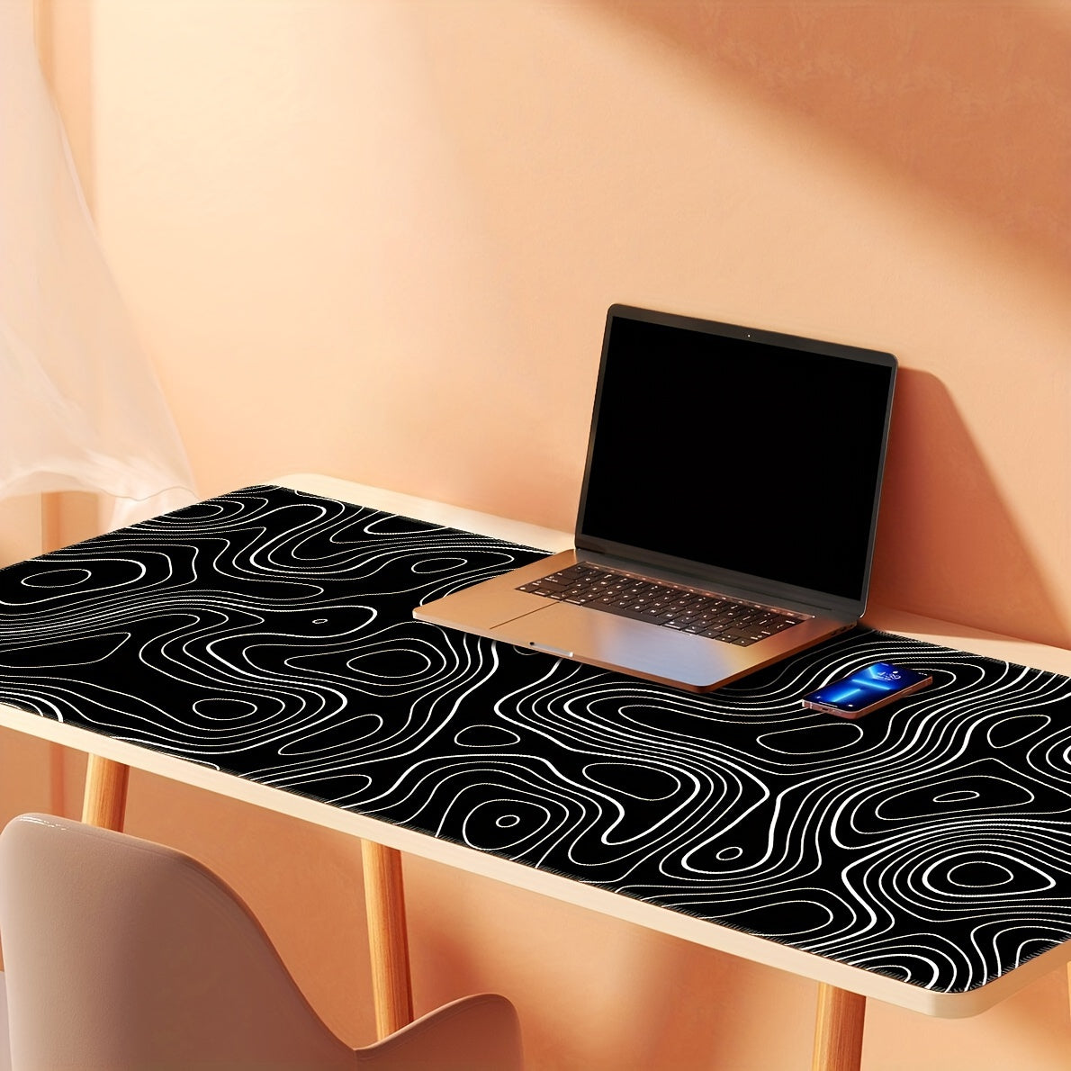 Abstract Terrain Line Outline Non Slip Mouse Pad - Washable Desk Mat
