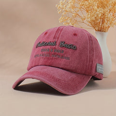 Rock Embroidery Washed Baseball Cap Distressed Sun Hat Adjustable Unisex Dad Hat