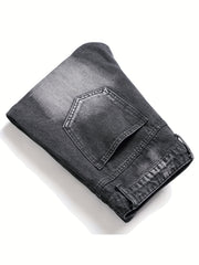 Slim Fit Ripped Jeans Mens Casual Street Style Distressed Denim Pants