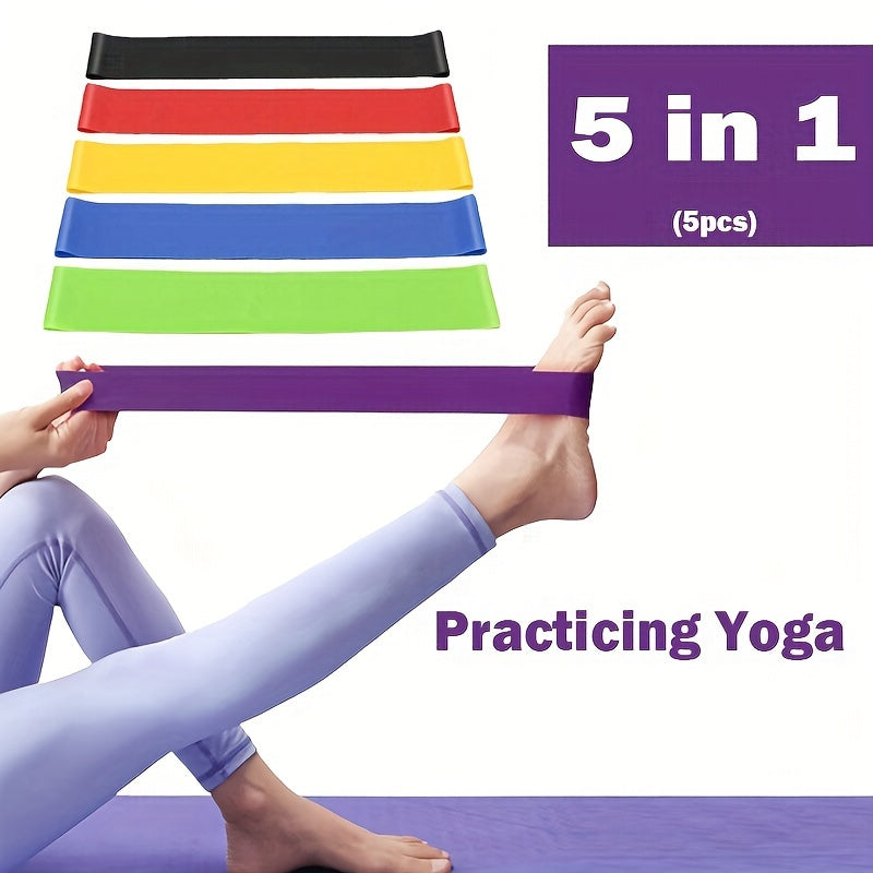 5pc Elastic Resistance Loop Bands for Yoga Workout