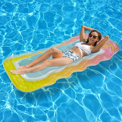 Colorful Inflatable Pool Lounger for Adults with Headrest