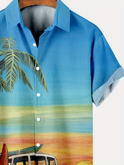 Coconut Tree & Van Print Men's Hawaiian Shirt