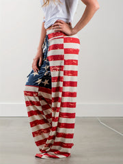 Striped Print Drawstring Pants Casual Wide Leg Palazzo Pants