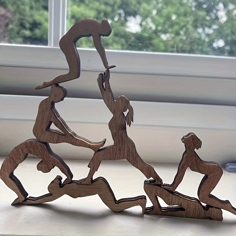 12pcs Wooden Human Shape Stacking Game Building Blocks Toys