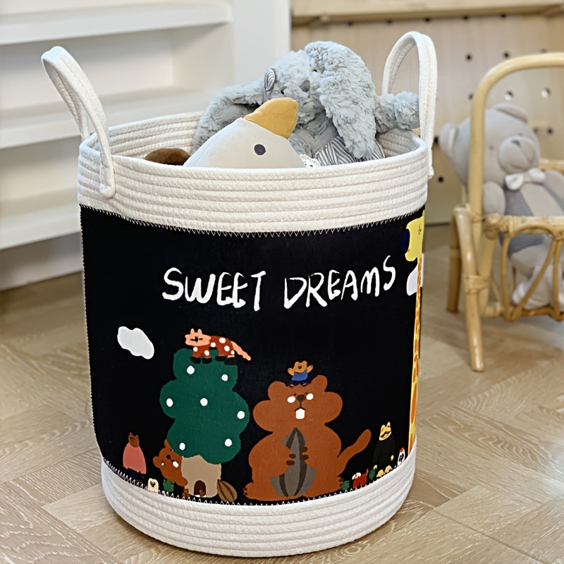 Large Capacity Fabric Space Themed Laundry Hamper with Squirrel
