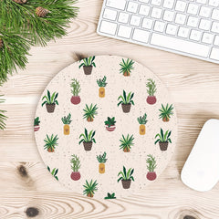 Succulent Plant Round Mouse Pad with Non Slip Rubber Base 7.87 x 7.87 x 0.1inch