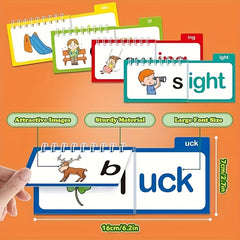 Alphabet Family Letter Sound Flashcards Phonics Learning Cards Rhyming Flip Book