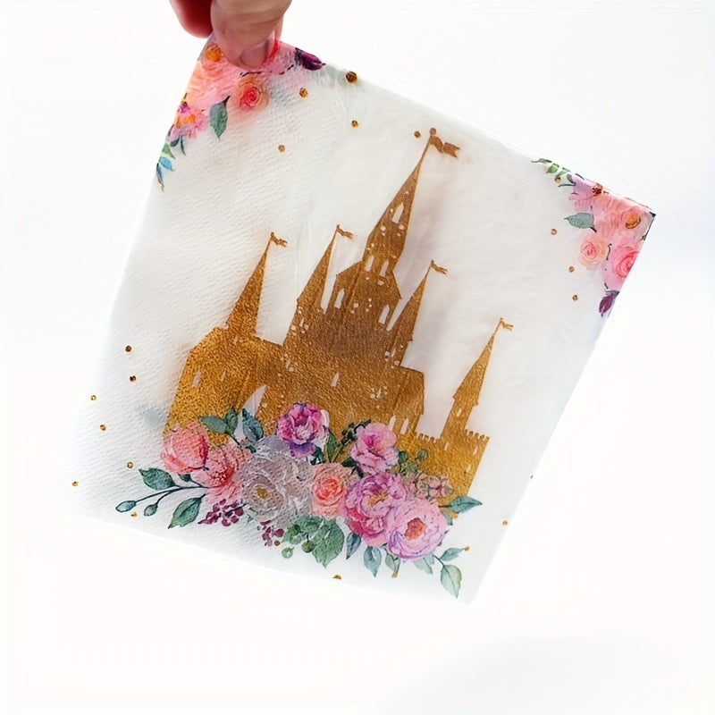 20pcs Princess Birthday Party Pink Napkins For Celebrations