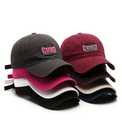 Washed Letters Embroidered Peaked Cap Sunscreen Baseball Cap