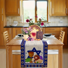 Linen Happy Passover Table Runner 33.02 x 182.88 cm
