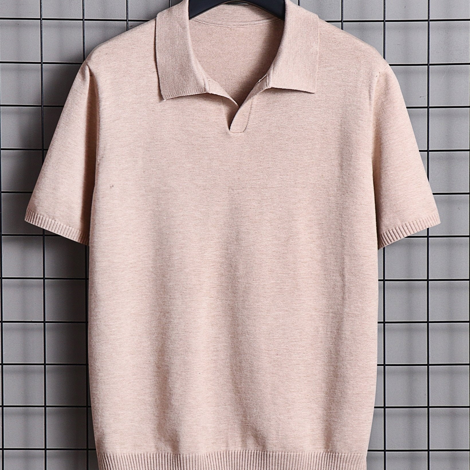 Men's Solid Lapel Polo Short Sleeve Shirt