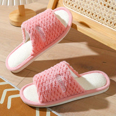 Women's Faux Fur Slippers with Linen Sole