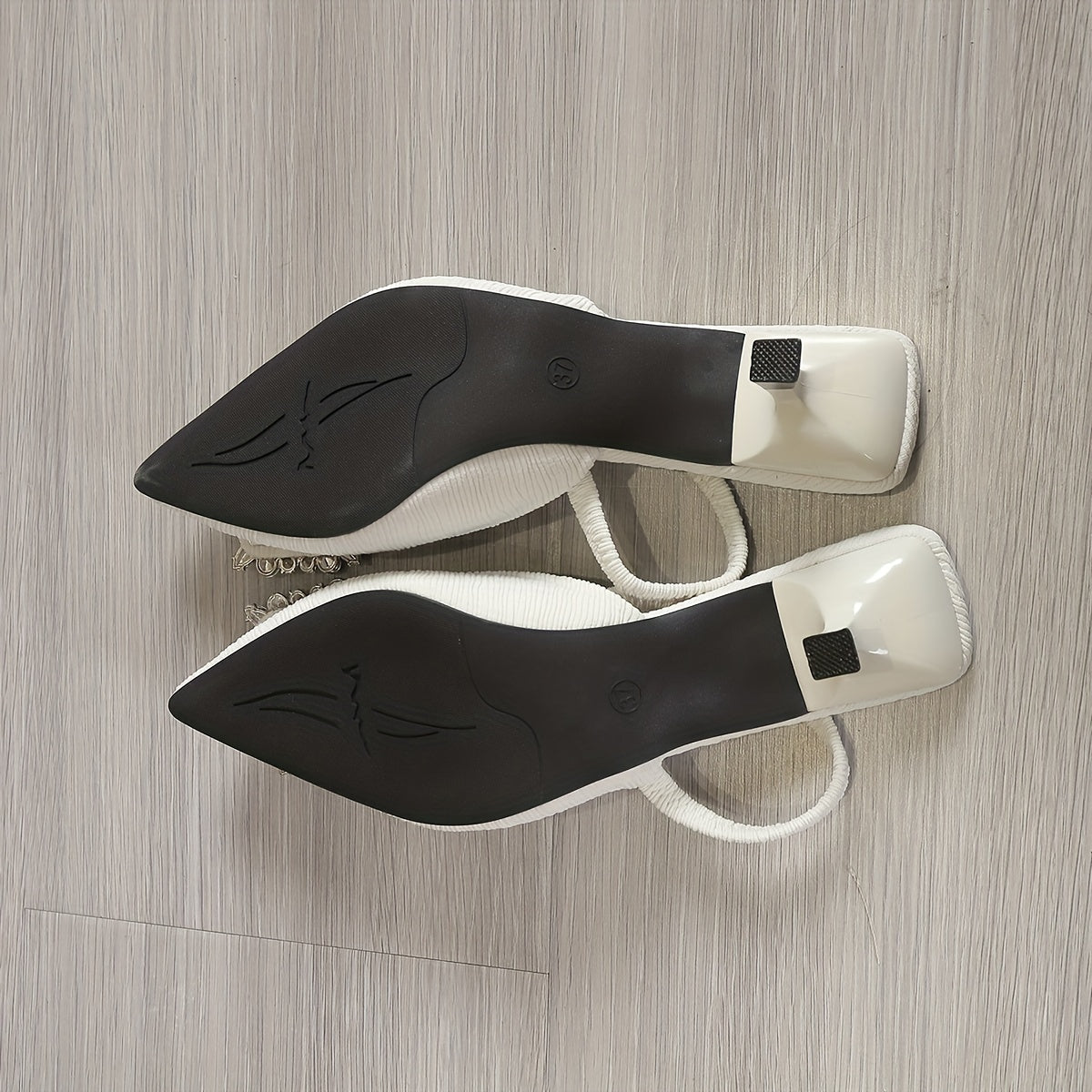 Women's Rhinestone Buckle Point Toe Slingback Cone Heel Shoes