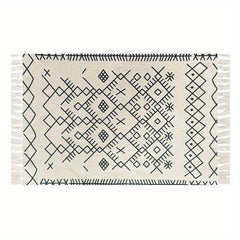 Boho Hand woven Linen Area Rugs With Tassels