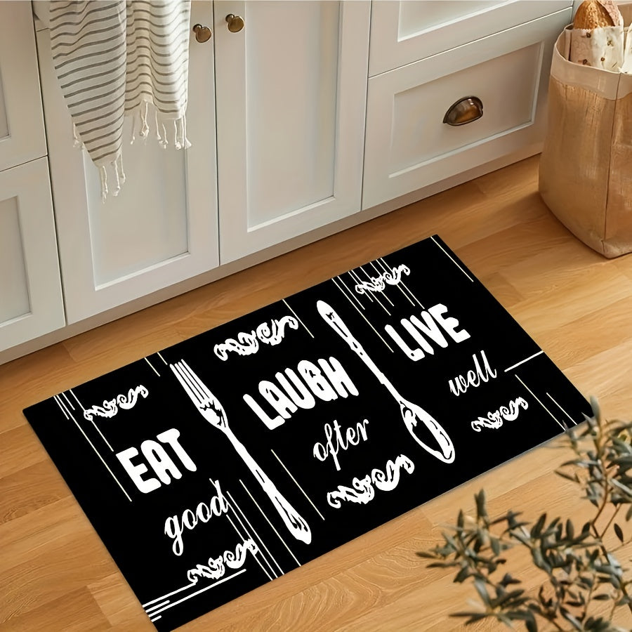 Fork And Spoon Print Floor Mat Non slip Durable Bath Foot Pod Stain resistant