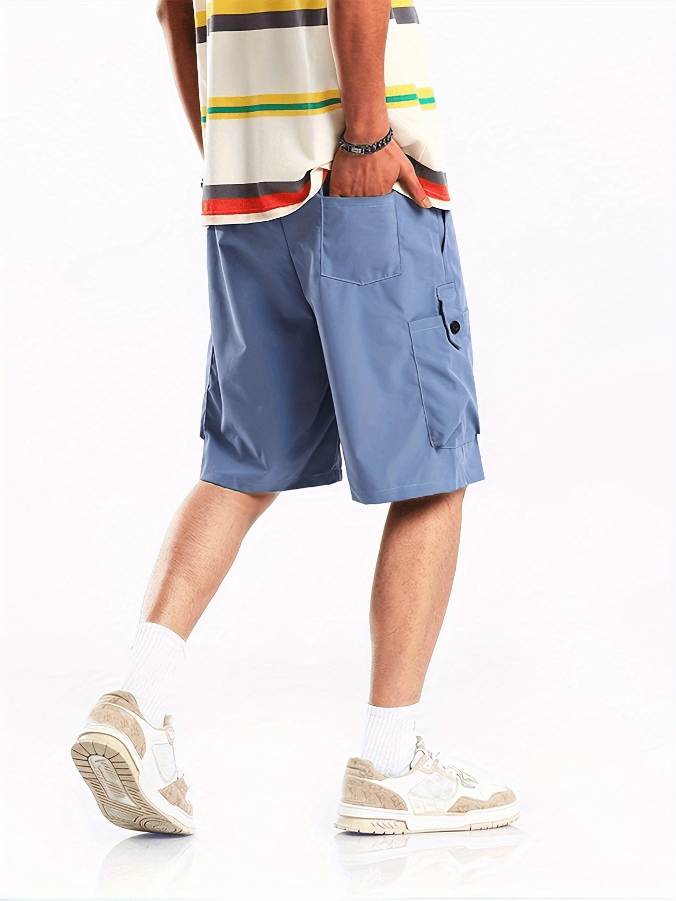 Men's Casual Cargo Shorts Solid Waist Drawstring Summer Outdoor