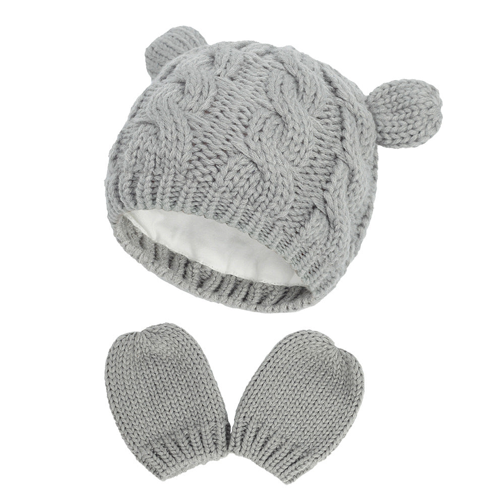 Cute Knitted Hat & Mittens Set for Newborns & Toddlers