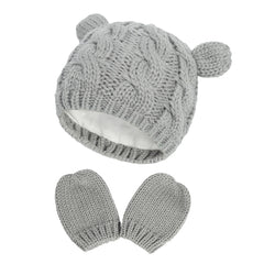 Cute Knitted Hat & Mittens Set for Newborns & Toddlers