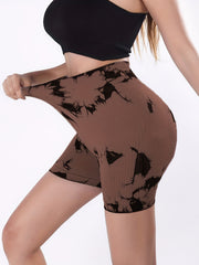 Tie Dye Compression Biker Shorts Women Gym Yoga Fitness