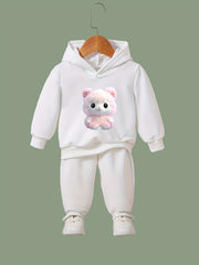 Kid's Cartoon Toy Print Hoodie & Pants Set Girl's Sporty Clothes