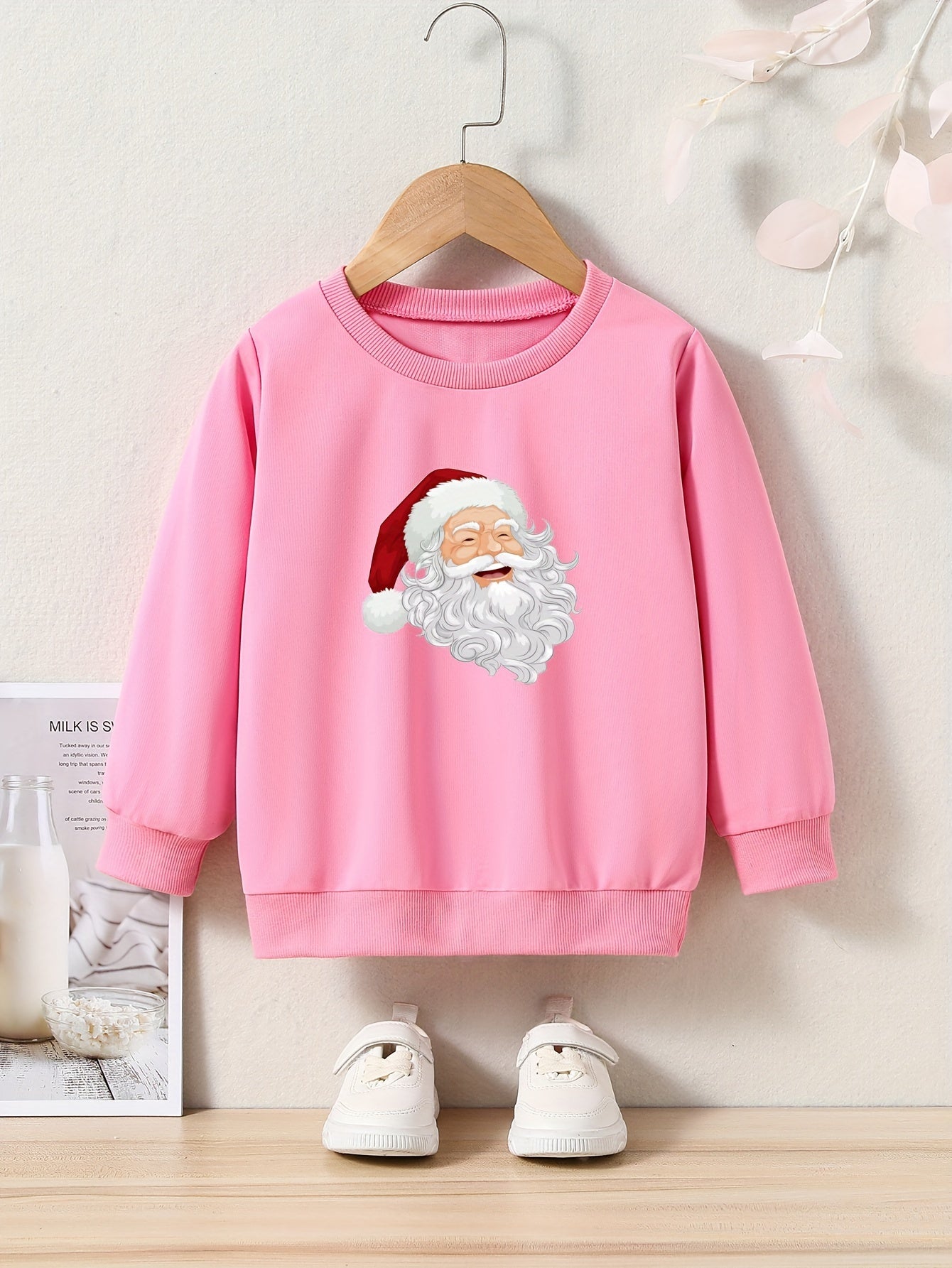 OERYUI Kids Santa Print Pullover Top Spring Fall Christmas Sport