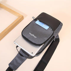 Men's Casual Crossbody Bag With USB Charging Port Diagonal Shoulder Bag Double L