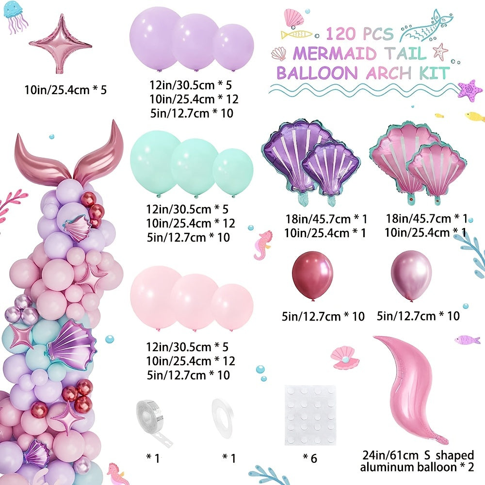 120pcs Mermaid Bow Garland Set Pale Purple Balloons Party Decoration