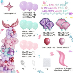 120pcs Mermaid Bow Garland Set Pale Purple Balloons Party Decoration