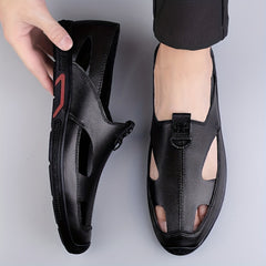 Men's Hollow Out Faux Leather Loafer Shoes Lightweight Non Slip Sandals