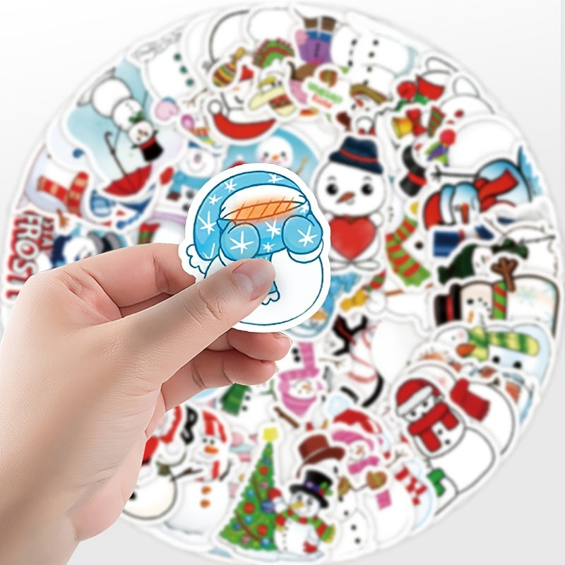 50Pcs Snowman Doodle Stickers Xmas Holiday Party Decor