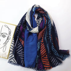 Boho Floral Print Tassel Scarf Block Shawl Casual Windproof Head Wrap