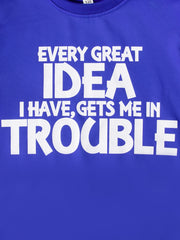 Boy's Idea & Trouble Print Sweatshirt For Outdoor