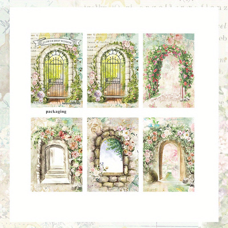 20pcs Retro Floral Window Deco Material