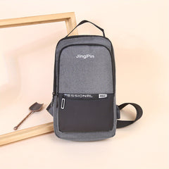 Men's Casual Crossbody Bag With USB Charging Port Diagonal Shoulder Bag Double L