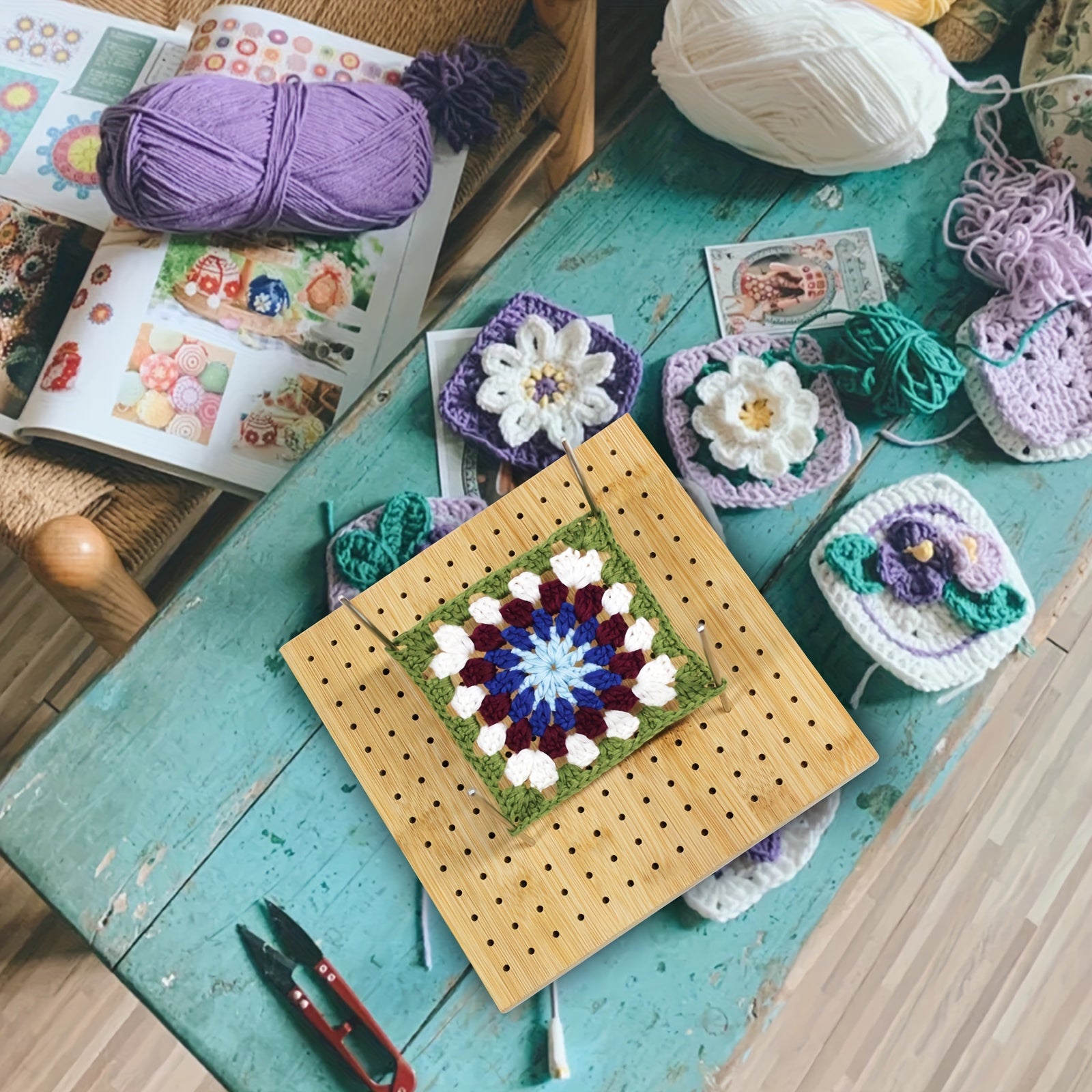 Bamboo Crochet Block Board Braided Needle Thread Placement