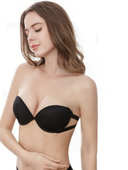 Strapless Non-Slip Push-Up Bra Solid Bandeau Comfy Breathable Women's Lingerie