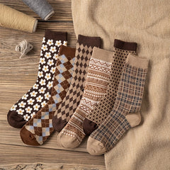 Geometric Pattern Retro Style Socks Women's Stockings