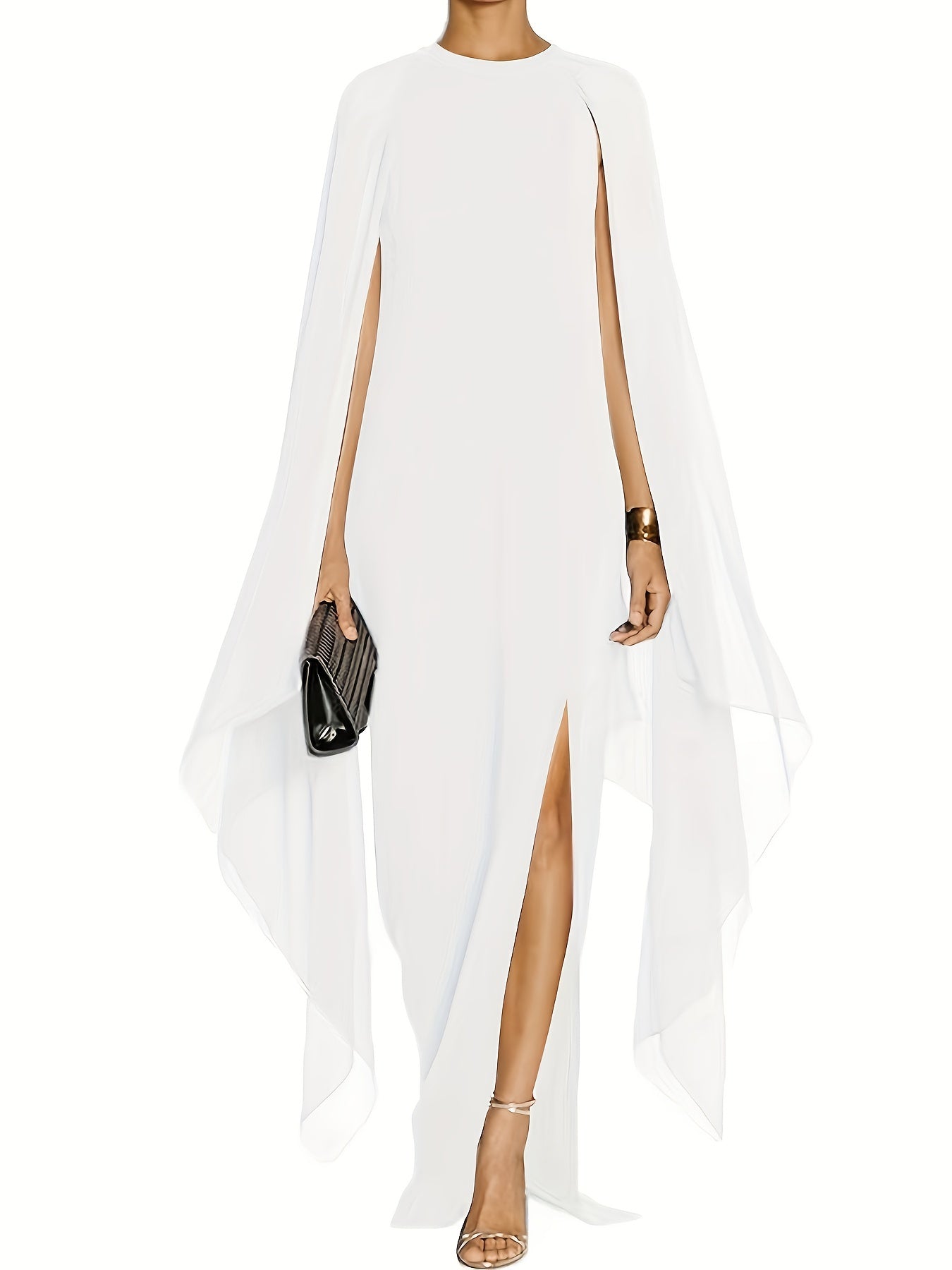 Solid Split Chiffon Sleeveless Evening Dress Spring & Summer Maxi Dress